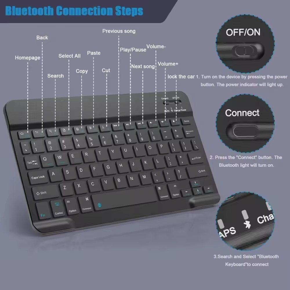 Clavier sans fil Bluetooth pou - Tablet Pc Accessories avis et prix
